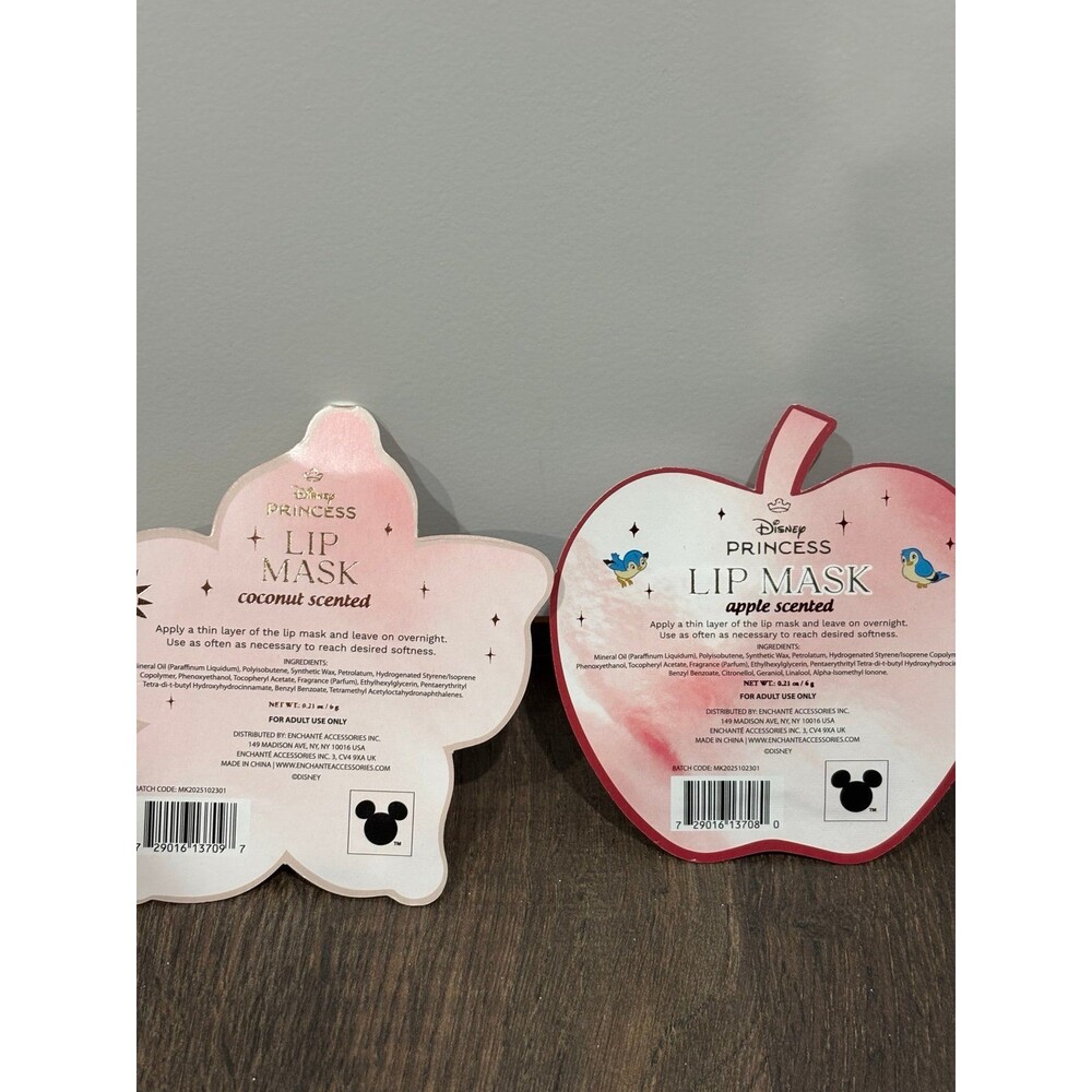 Disney Princess Lip Mask Moana and Snow White Coconut and Apple Scented NIP - Picture 4 of 4